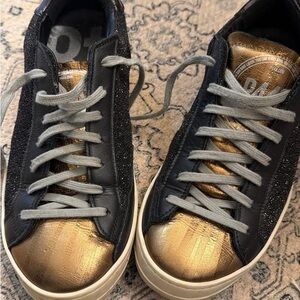 P448 Black Sneakers with Gold Toe